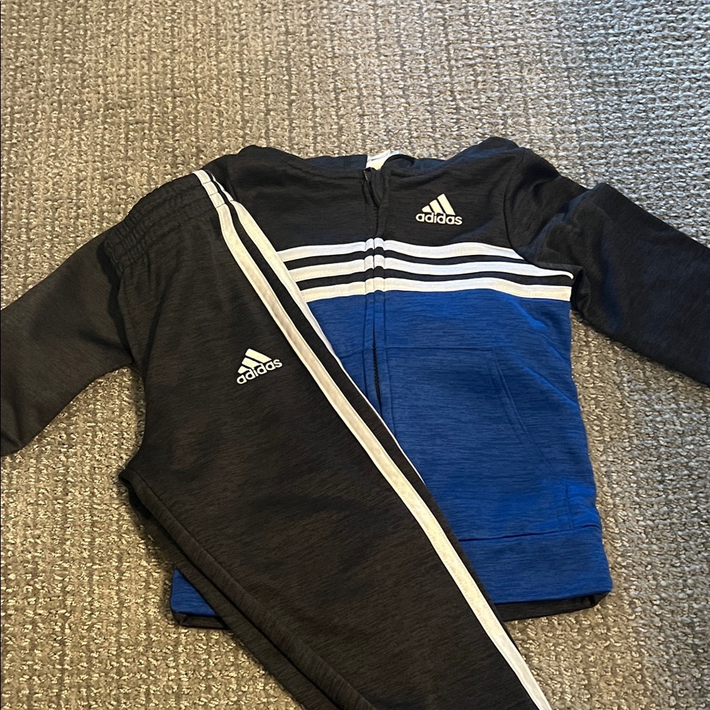 Adidas Kids Black and Blue Hoodie Set